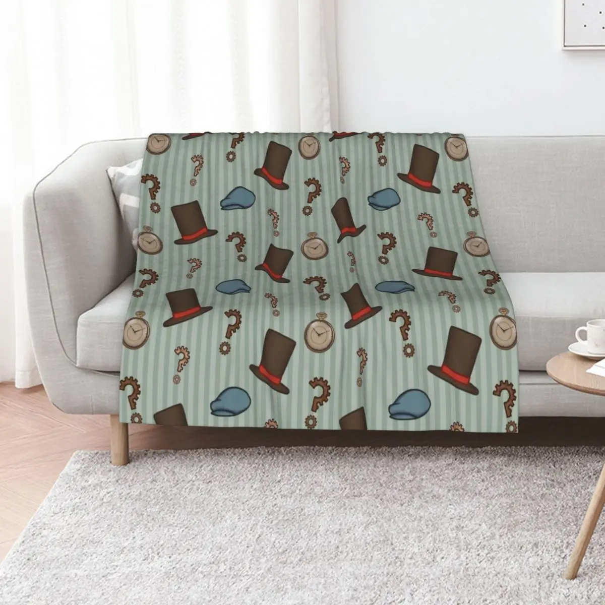 

Professor Layton Repeated Pattern (Green) Throw Blanket valentine gift ideas Nap Comforter Winter beds Blankets