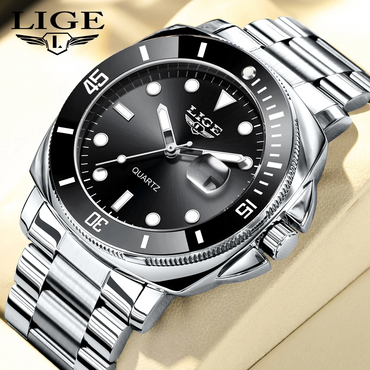 

LIGE оригинальный дизайн кварцевые мужские часы простые роскошные деловые часы из нержавеющей стали повседневный календарь водонепроницаемые светящиеся часы для мужчин