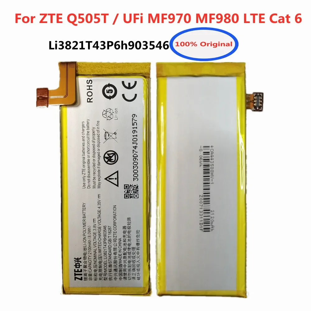 

LI3821T43P6H903546 2100mAh Original Battery For ZTE Q505T UFi MF970 MF980 LTE Cat 6 Phone Battery Batteries Fast Shipping