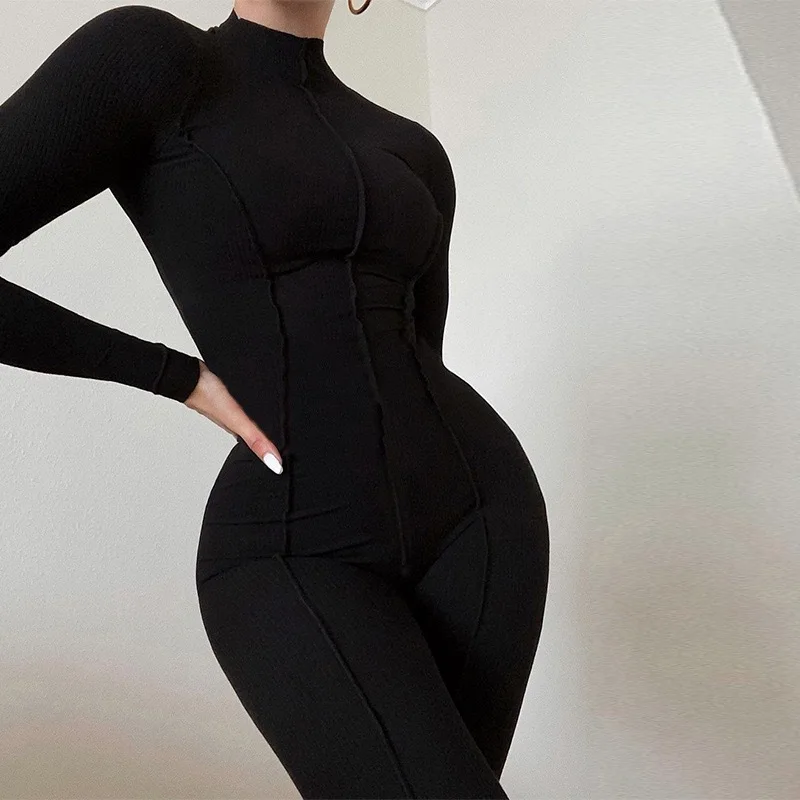 Cross-Border New Women's Jumpsuits European and American Style Slim Fit Sexy Long Sleeve Jumpsuit