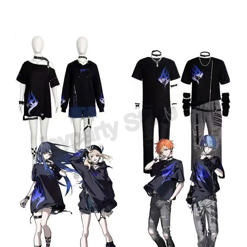 Game Project SEKAI Fuel Collection inspiriertes Cosplay-Kostüm-Set: Shinonome Akito Streetwear Outfit für Anime-Conventions