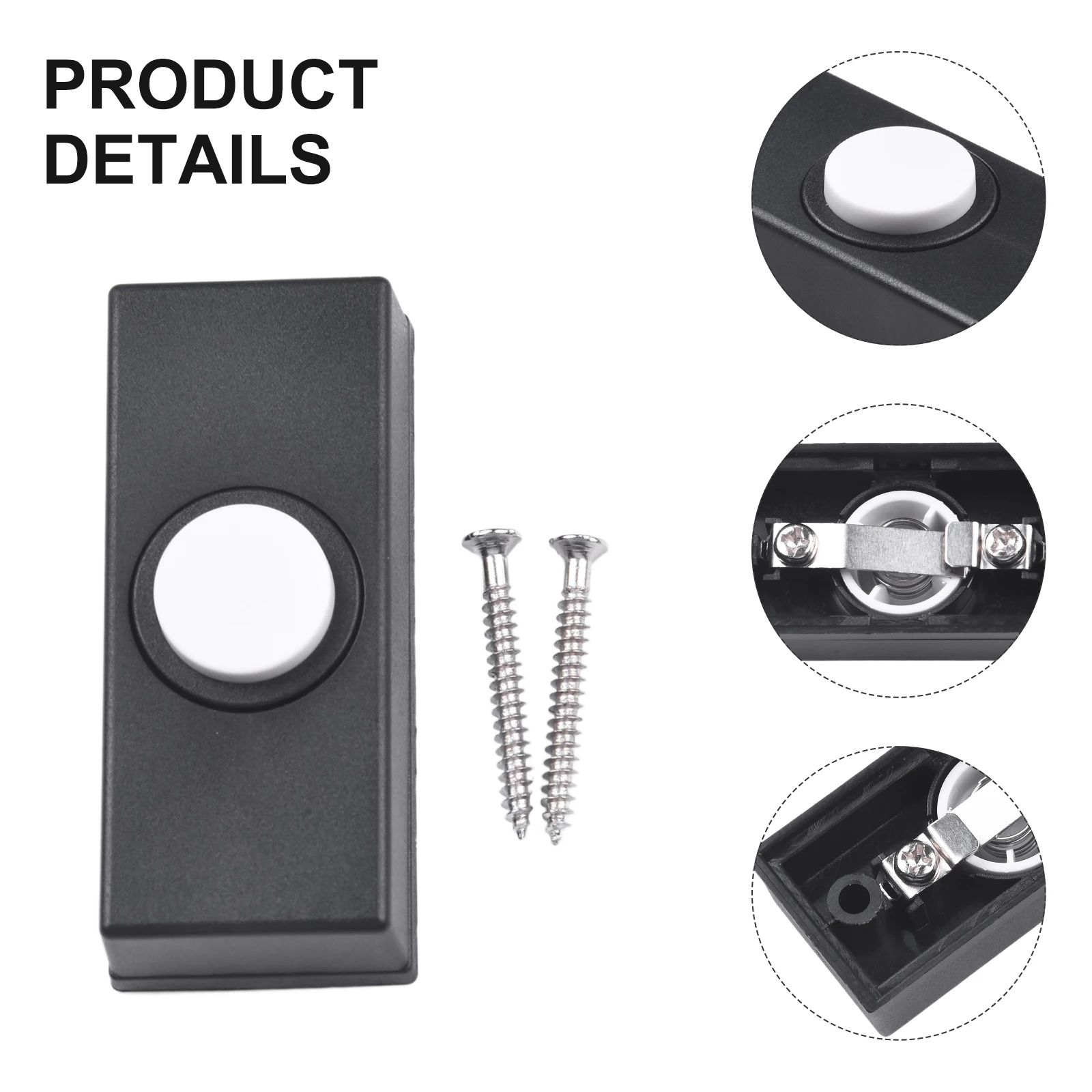 Reliable Performance Bell Push ABS Black Convenient Replacement Door Bell Chime Press Button Inserts Sturdy Construction