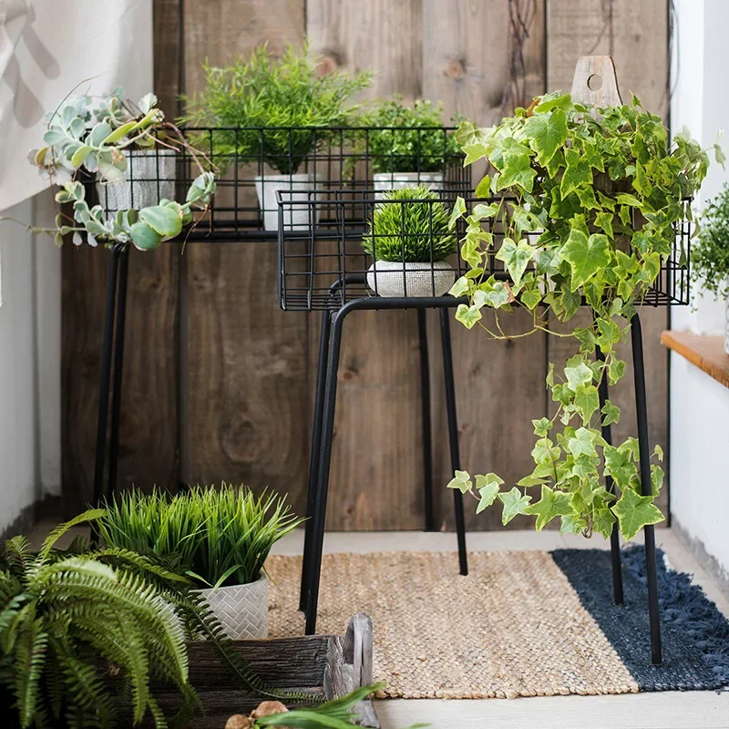 DSA wrought iron storage flower rack grid floor-to-ceiling garden balcony living room kitchen bathroom utility rack