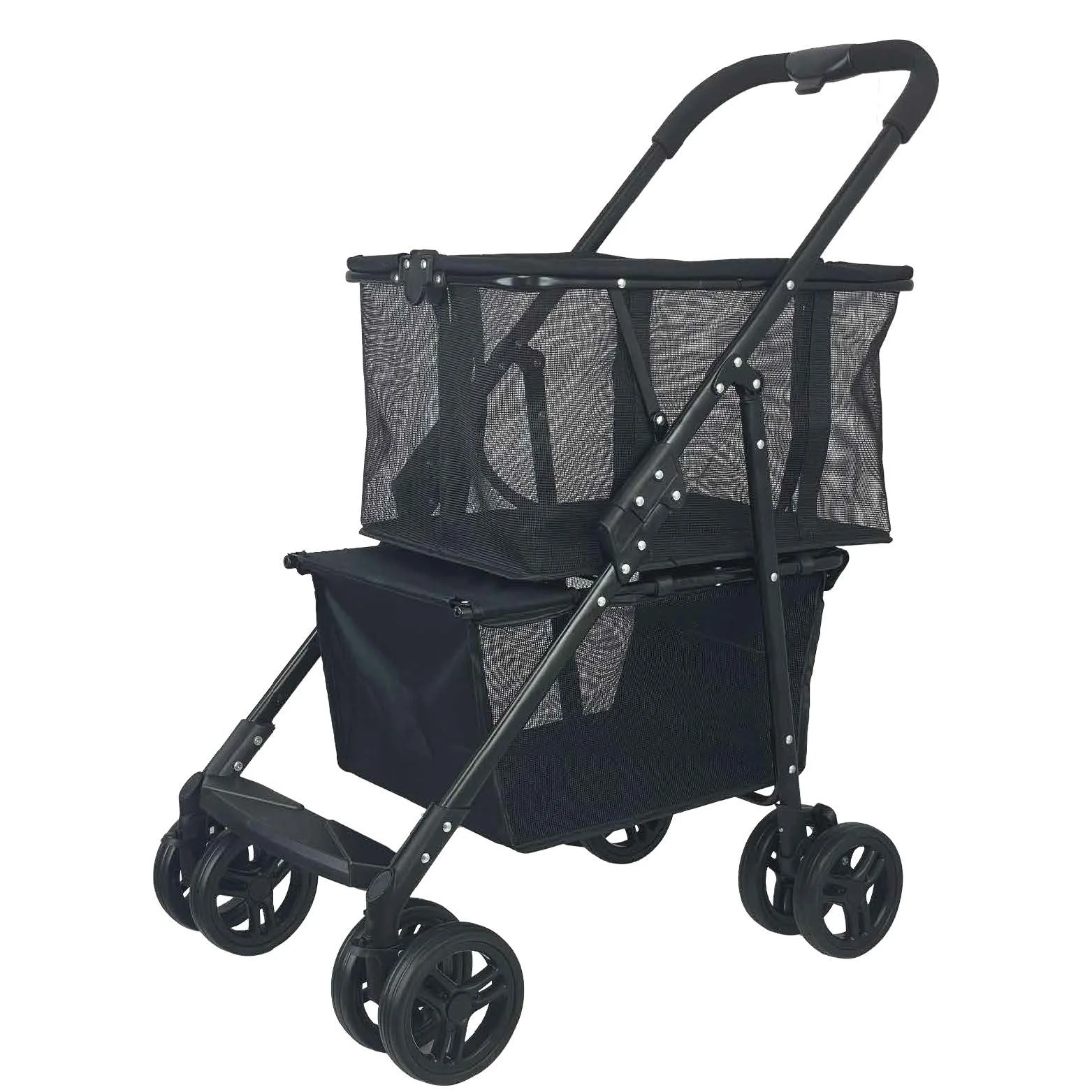 Hot Folding Pet Dog Cat 4 Wheeled Cart Luxury Supermarket Shopping Cart Outdoor Travel