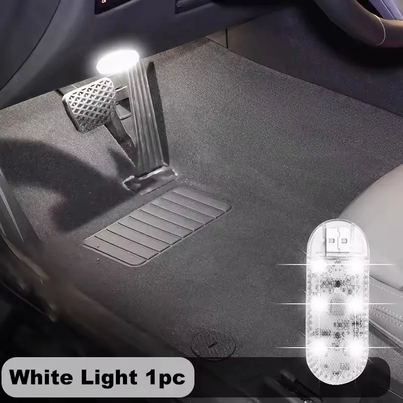 1/2/4PC Mini Car LED Light USB Charging Interior Lighting Lamp for Armrest Box Switch Touch Magnetic Reading Lamp Foot Light