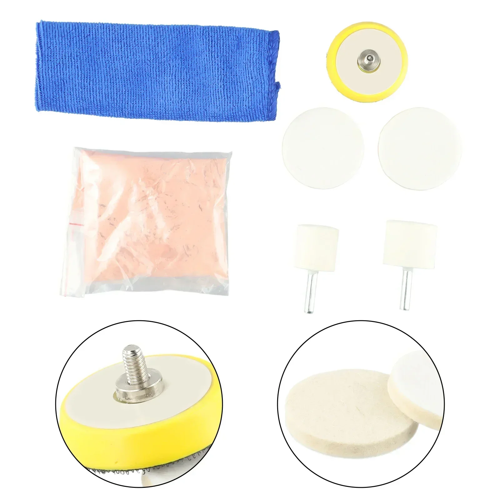 8pcs Auto Car Glass Polishing Kit Car Windshield Scratch Remover Repair Tool Waxing Polish Pad With Polishing Powder For Car