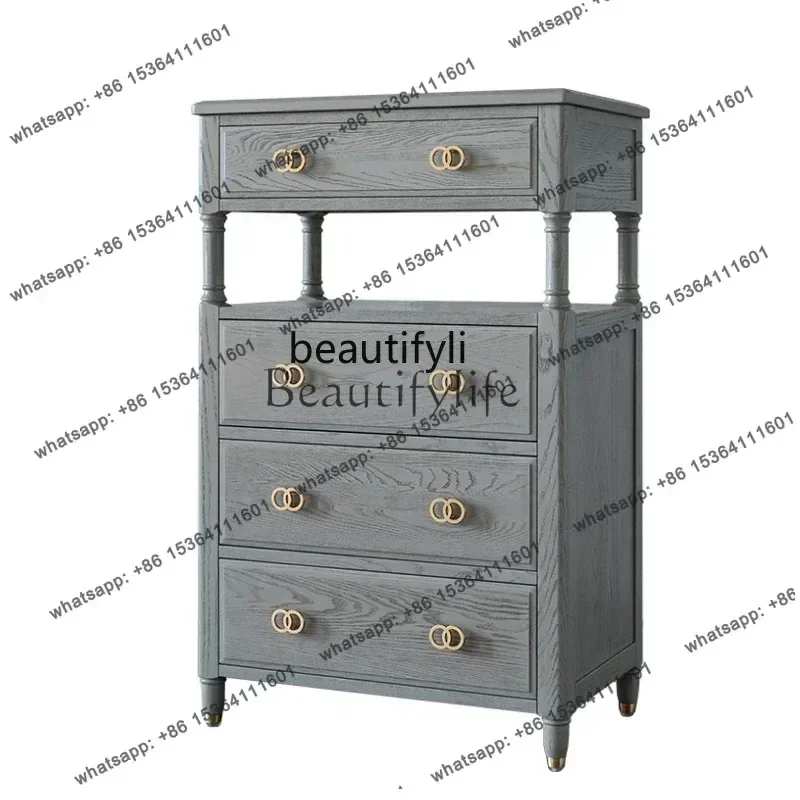 Factory CustomizationFour-Bucket Cabinet Chest of Drawer Side Cabinet Wine Cabinet Italian Light Luxury High Grade Gray Solid