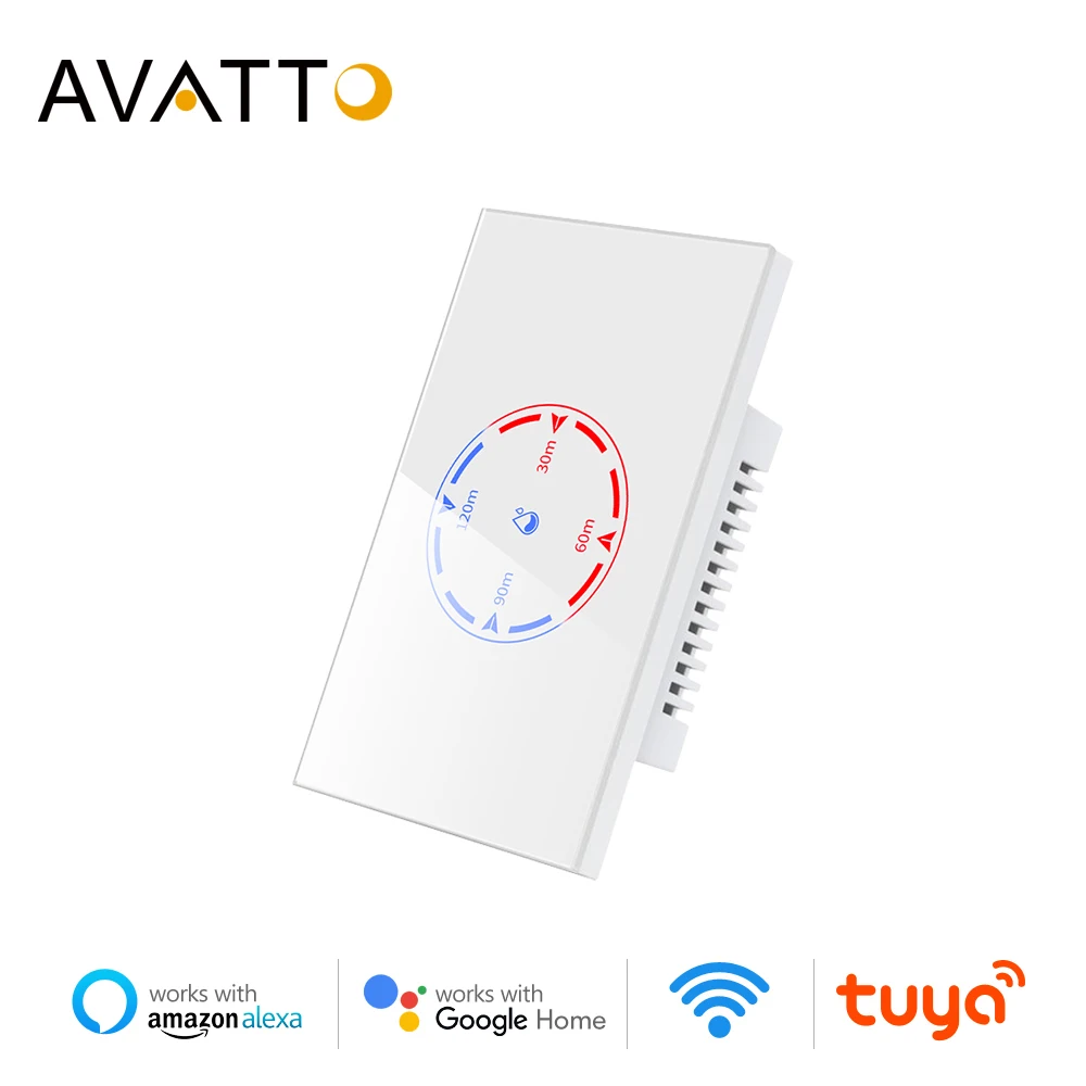 AVATTO Tuya WiFi Boiler Switch，Smart 4400W Countdown APP Remote Control Water Heater Switch For Israel,works Alexa Google home