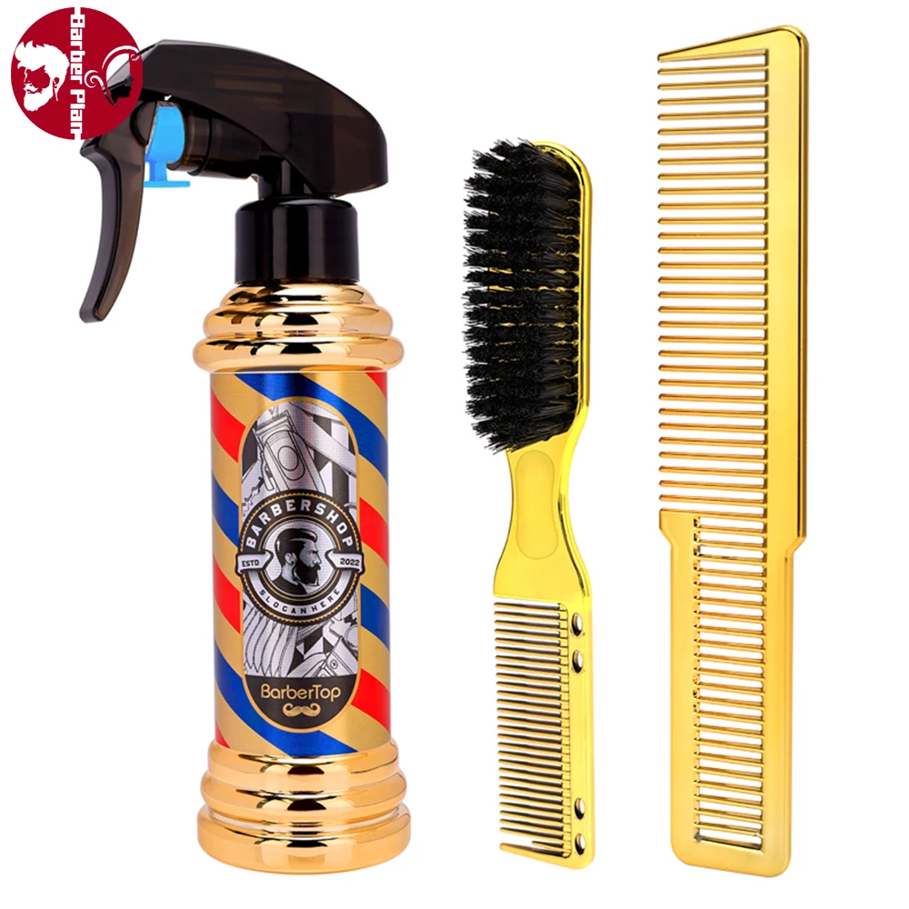 

3PCS Set Hairdressing Tools Barber High Pressure Spray Bottle Pro Men Beard Cleaning Brush Practical Haircut Comb Salon Supplies