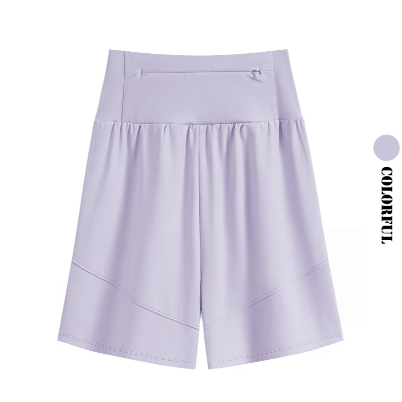 DRUR Women's Long Yoga Shorts with Pockets High Waisted Knee Length Shorts for Women Lightweight Workout Athletic Sweatshorts