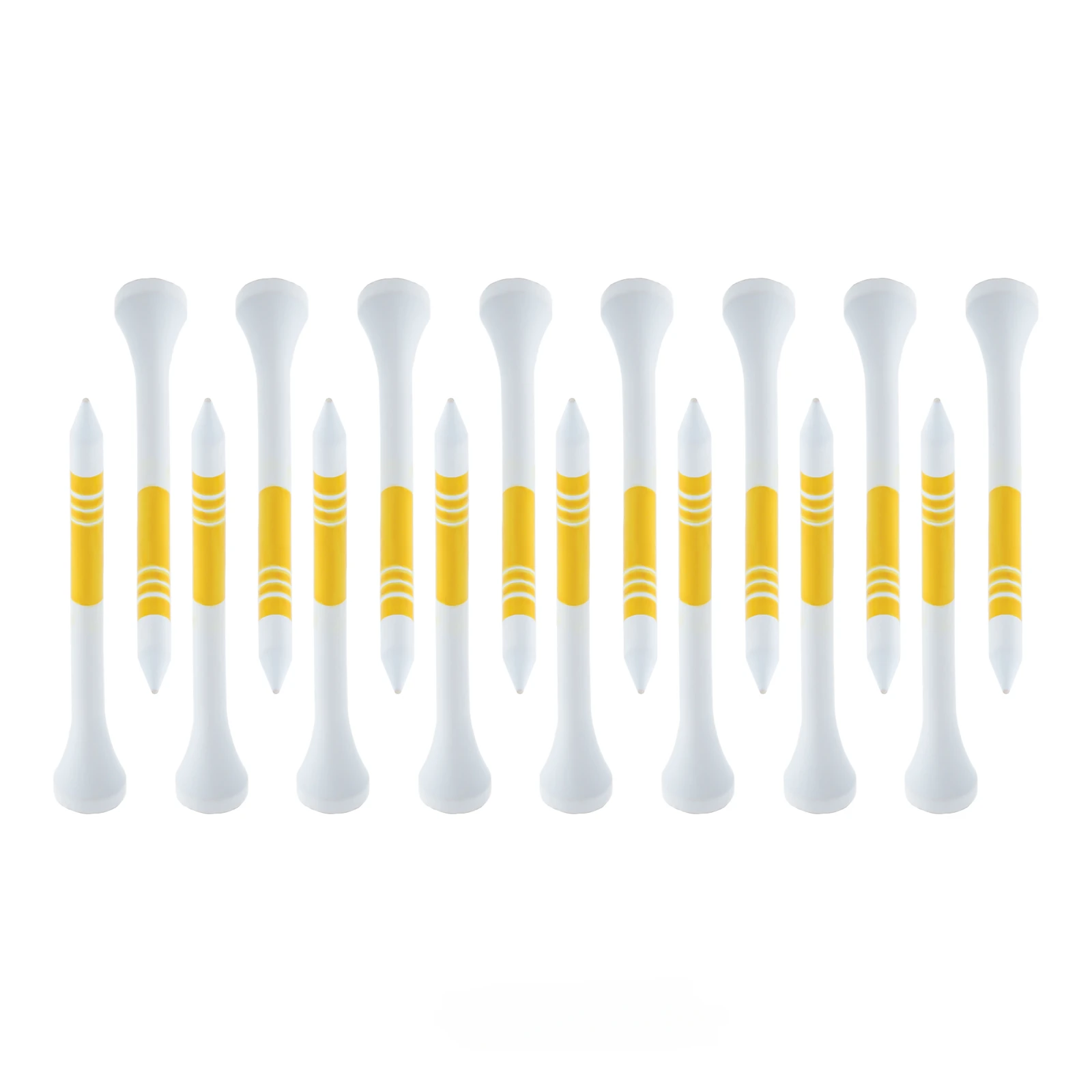 50Pc Wood Professional Golf Tees White with Yellow Stripe Mark Scale 69mm Wooden Golf Ball Tee Golf Accesories Practice Supplies