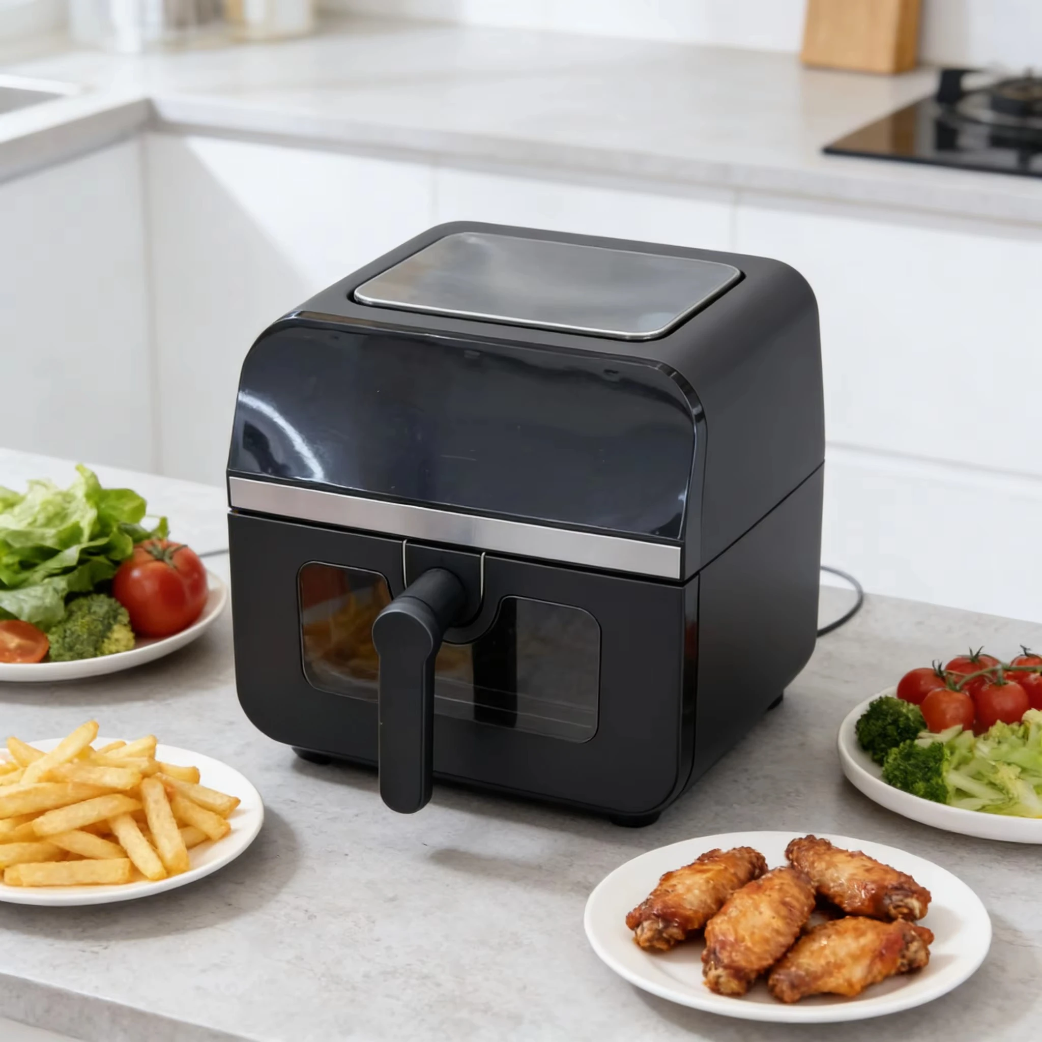 New 10L Large Air Fryer 1600W Digital Control Dual-sided Baking 3D Heating Non-stick Basket Auto Power Off Adjustable Timer