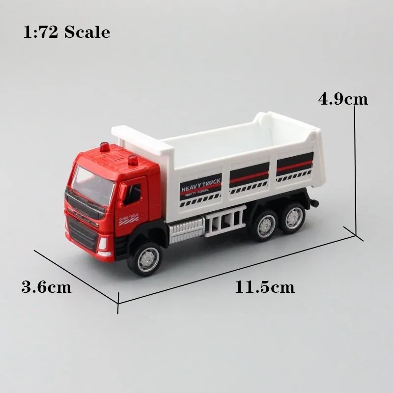 Diecast Metal Toy Car Model 1:72 VOLVO Dumper Lorry Engineering Truck Pull Back Educational Collection Gift Kid Match Box