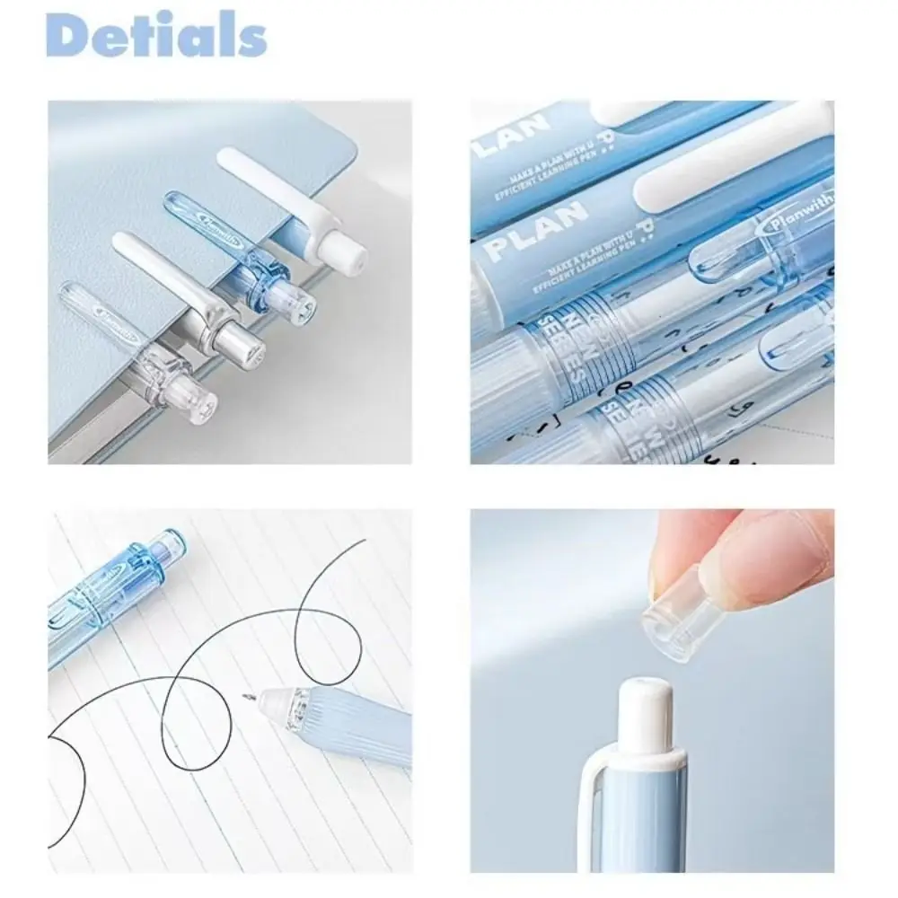 2 pcs Decorative Press Tiny Gel Pens Set Multifunction ABS Student Writing Pen Retractable 0.5mm Ballpoint Gel Pen School Home
