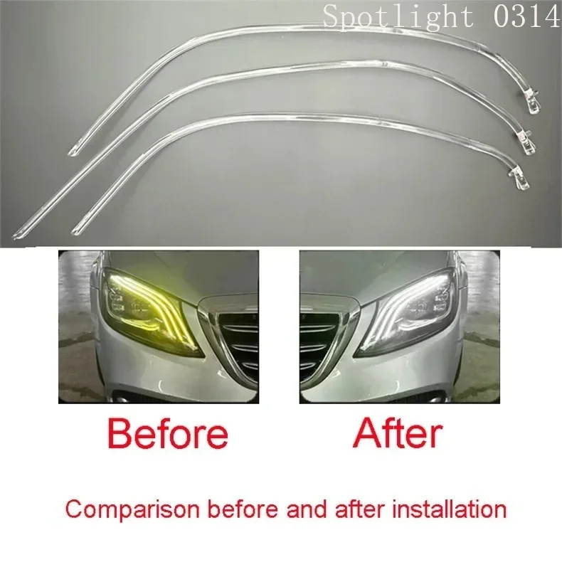 لمرسيدس بنز S-Class W222 2018 2019 2020 DRL المصباح النهار تشغيل ضوء دليل قطاع أنبوب اكسسوارات السيارات عيون الملاك