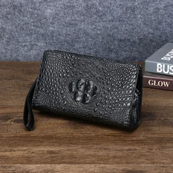 New Crocodile Pattern Handbag 2024 Genuine Leather Wallet Fashion Men's Zero Wallet