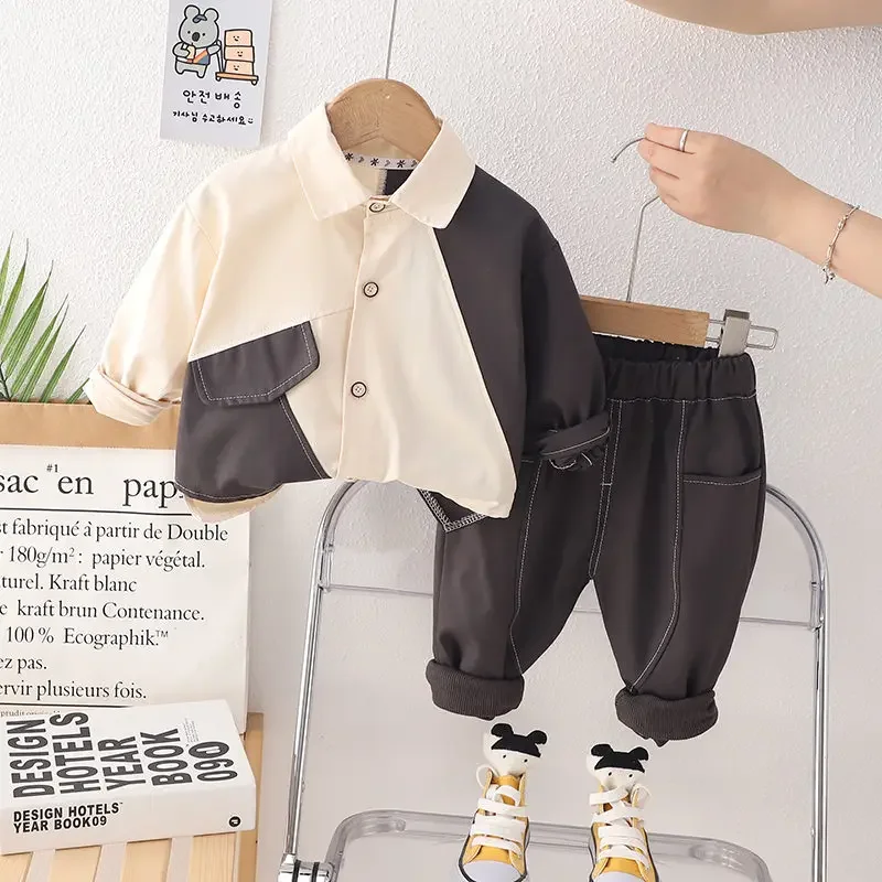 New Girls Boys Clothing Spring Children Patchwork Suit Cotton Kids T Shirt Long Pants 2Pcs/Set Infant Baby Tracksuits 0-5 Years