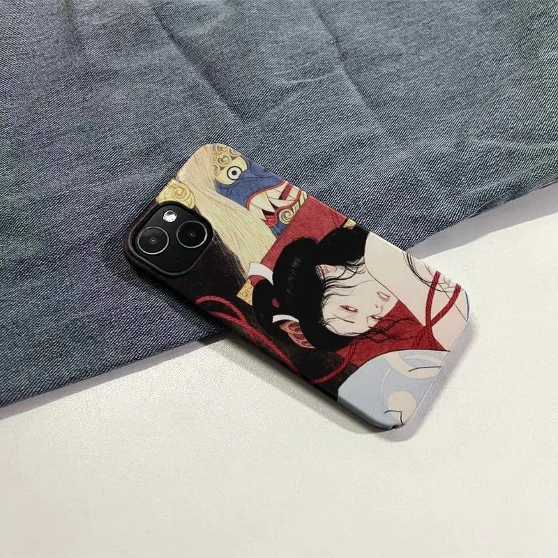 Japanische Ukiyo-e-Handyhülle mit traditionellen Figuren und mythologischen Tiermotiven für iPhone 18 17 16 15 14 11 12 13 Pro Max Plus Rückseiten-Cover – Detail 4
