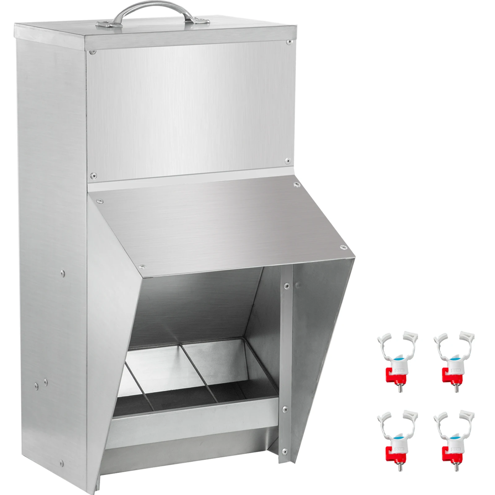 SucceBuy-comedero para aves de corral de acero galvanizado resistente, alimentador de pollos Premium sin residuos, alimentador de Metal de 11,5/25/30/50 libras para pollos y codornices