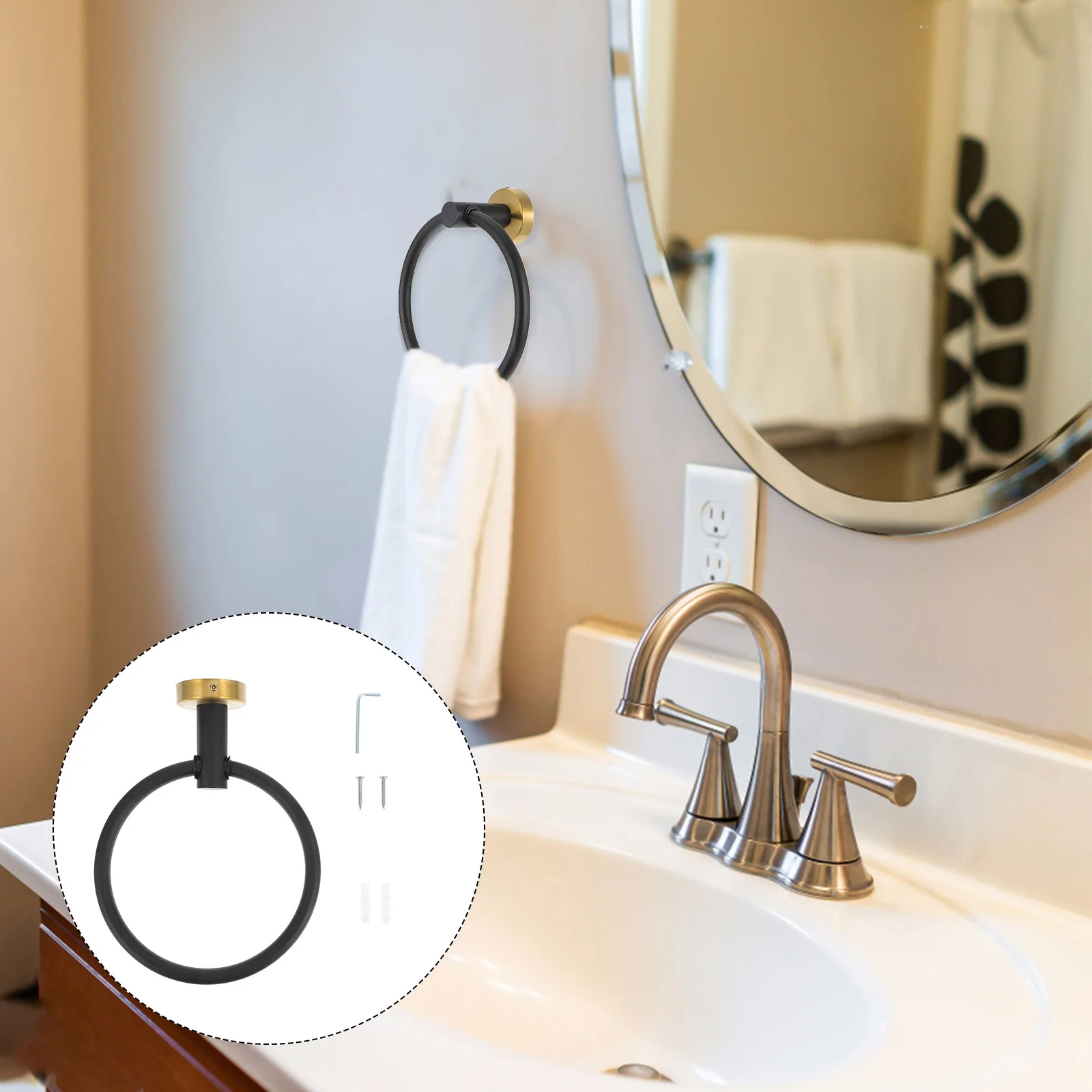 

Stainless Steel Towel Ring Wall-Mounted Towel Rack Durable Smooth Edges for Bathroom Kitchen Easy Installation