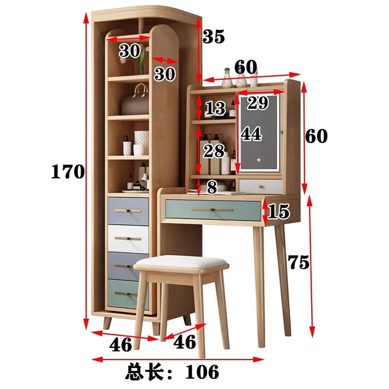 Tocador nórdico de lujo para mujer y niña, cajón de almacenamiento para el hogar, decoración europea para dormitorio