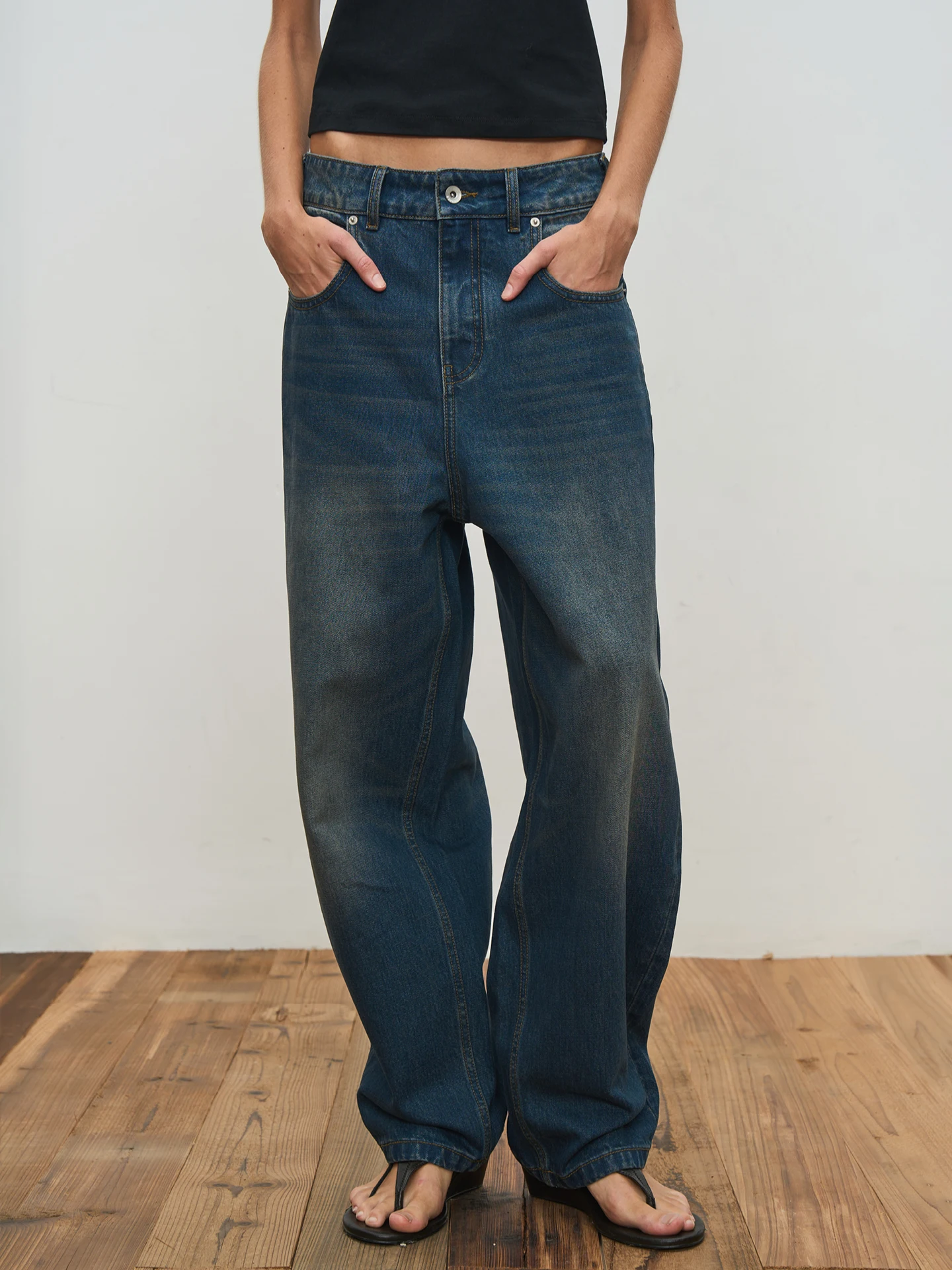 

Ретро джинсы свободного кроя с прямыми штанинами, цвета джаз-блю, универсальные, со средней/низкой посадкой, женские, повседневные, удобные, винтажные