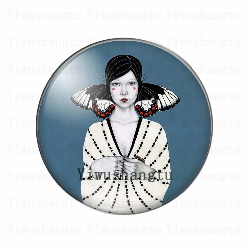 Beauty girl different decorations on their heads 12mm/20mm/25mm/30mm Round photo glass cabochon demo flat back Making findings