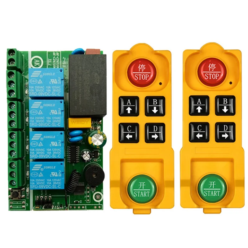 433 ميجا هرتز الصناعية التيار المتناوب 110 فولت 220 فولت 4CH جهاز ريموت كنترول لا سلكي للترددات اللاسلكية التبديل راديو استقبال مع 20-2000 متر لمسافات طويلة تحكم عن بعد