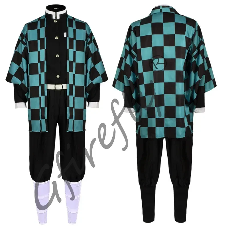 Kamado Tanjirou Fantasias de Cosplay, Katana Espada Adereços, Anime Roupas, Eardrop, Uniforme