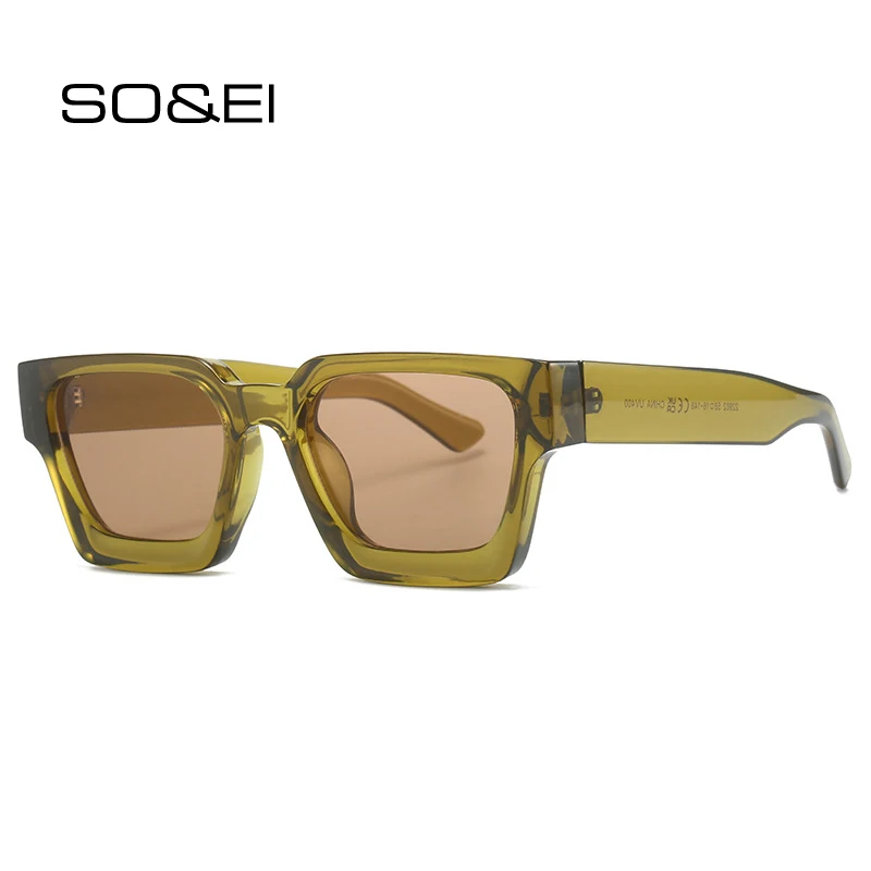 SO & EI Mode Frauen Luxus Quadrat Sonnenbrille Marke Designer Klar Ozean Gradienten Objektiv Retro Männer Shades UV400 Leopard Sonne gläser