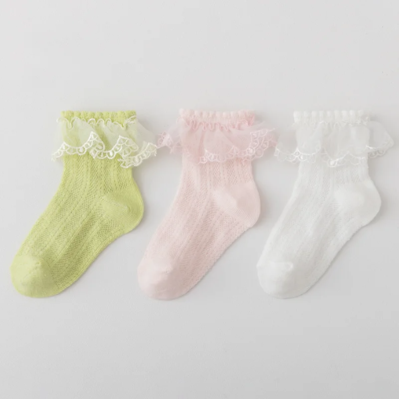 

3Pair/lot new summer thin girls' mesh lace baby socks