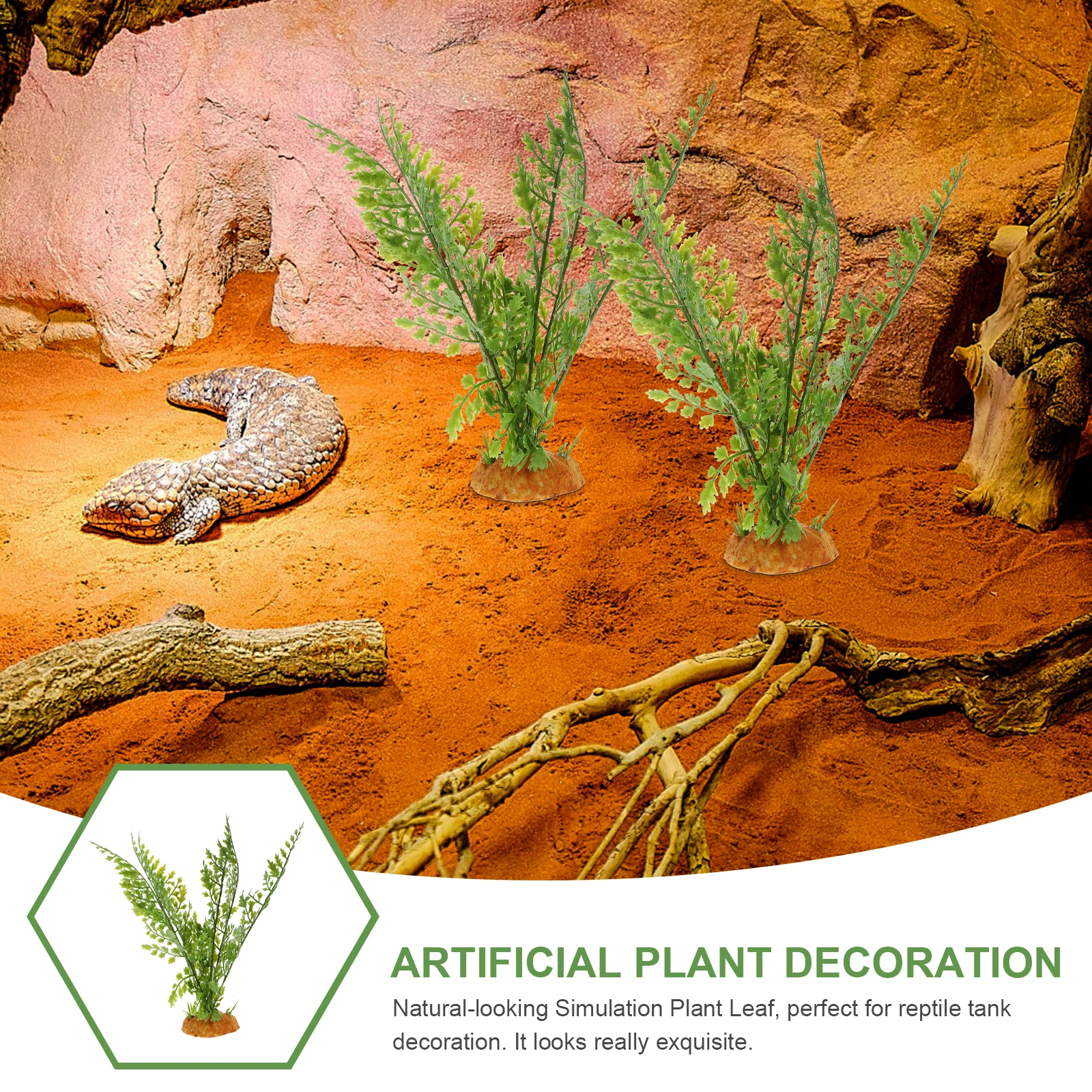 

Reptile Terrarium Simulation Green Plant Decoration Artificial Leaf Ornament for Reptile Tank Habitat Decor Fish Tank Decor