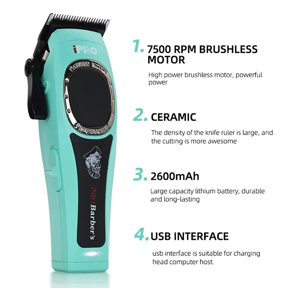 New 7500 rpm hair clipper  color beauty salon  clipper professional custom  clipper electric trimmer