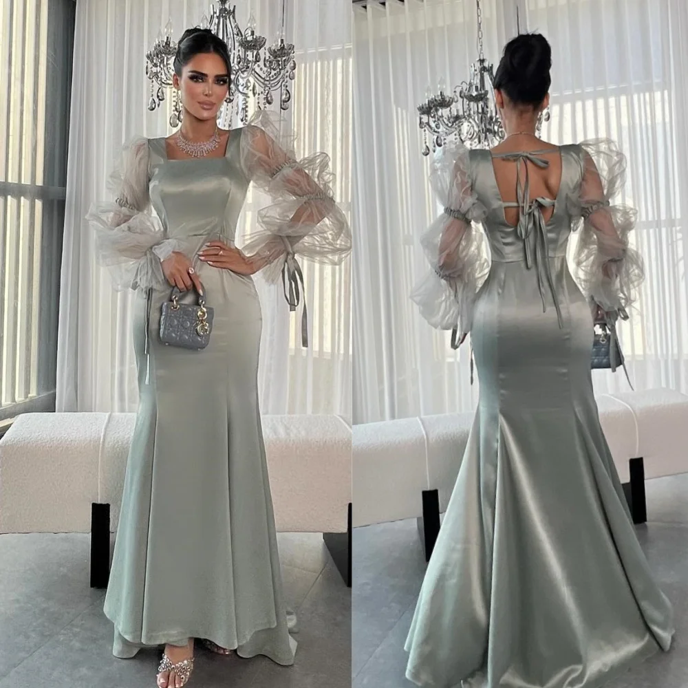 

Sizes Available Satin Ribbon Pleat Mermaid Square Neck Midi Dresses Quinceanera Dresses Chinese Style High Quality Sparkle