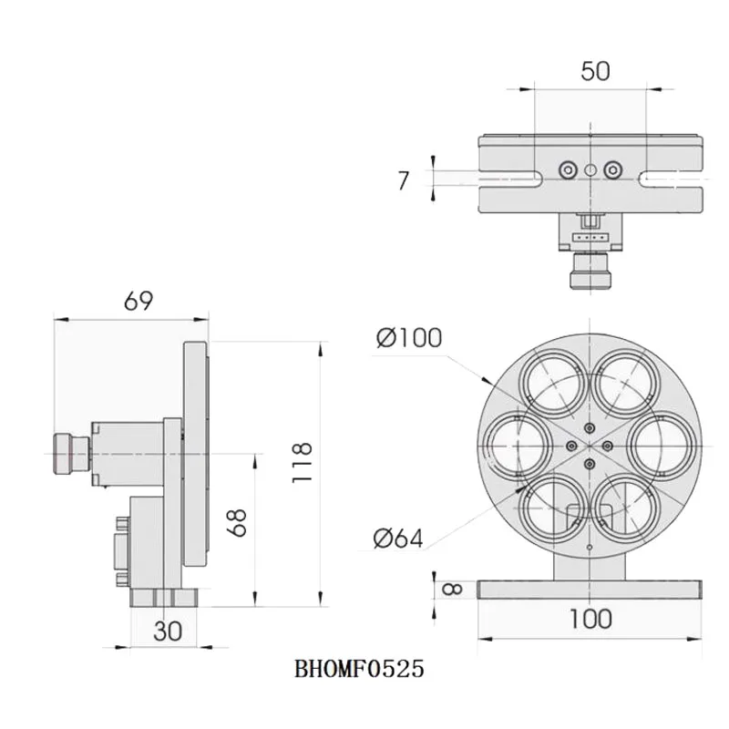25mm/25.4mm mounted optical lens bracket 23mm transparent aperture 6-position electric filter wheel (BHOMF05)