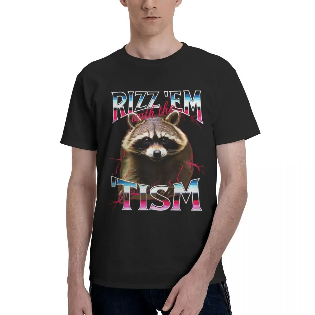 Rizz Em With The Tism Autism Funny Opossum T Shirts Graphic Y2K Idea Crewneck Mens Women Tshirt Clothing