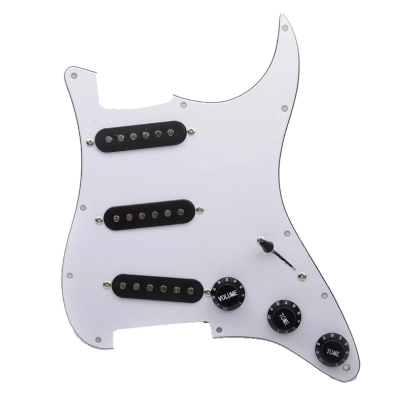 11 Holes Guitar Single Coil Pickups Prewired-Loaded SSS Pickguard Scratch Plate Set with Back Cover Guitar Parts, 3Ply