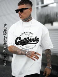 Los Angeles California Print T-Shirt Summer Men Cotton Tops Tees Male Fashion Camiseta Short Sleeve Clothing American Streetwear