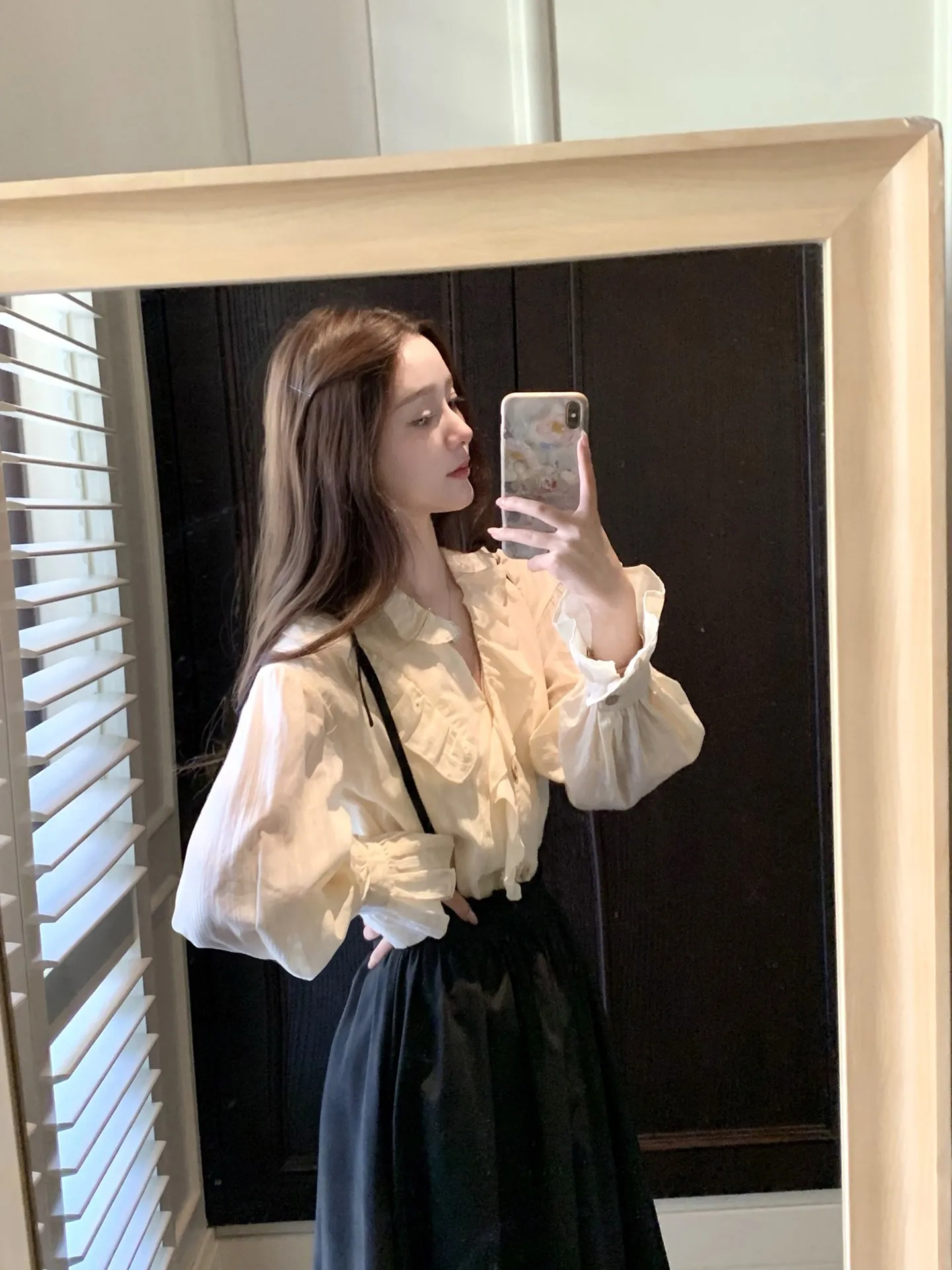 

Limited Time Offer Pure Cotton Long Sleeve Shirt Women's Fashion Set with Asymmetric Design Half Body Skirt for Autumn
