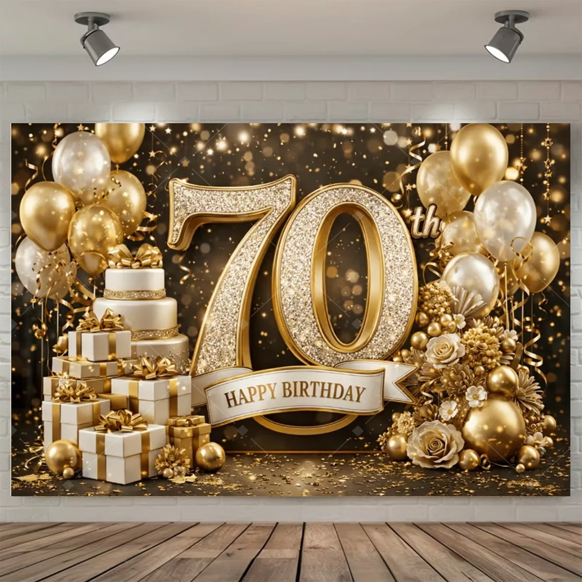 Sfondo per 70° Compleanno con  - Party Banner Gold recensione e prezzo