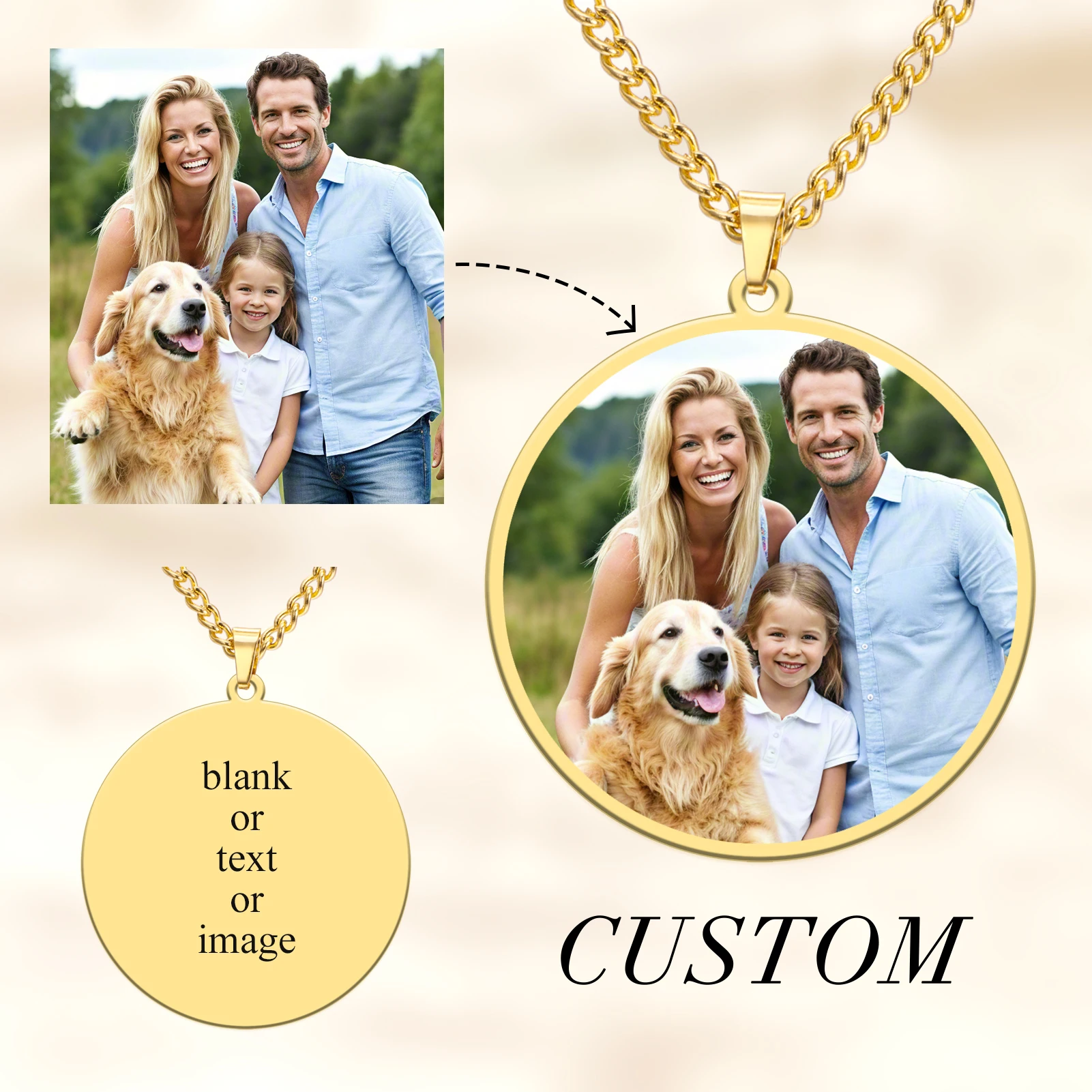 مخصص صور قلادة قلادة الفولاذ المقاوم للصدأ صورة شخصية النص سلسلة مجوهرات للرجال امرأة زوجين الأسرة هدية الكريسماس #2