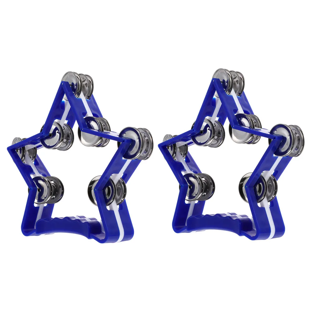 

2 Pcs Hand-ring Drum Music Enlightenment Toys Shaking Handbells Handle Jingle Cheer Props Handheld Jingles Tambourines Kids