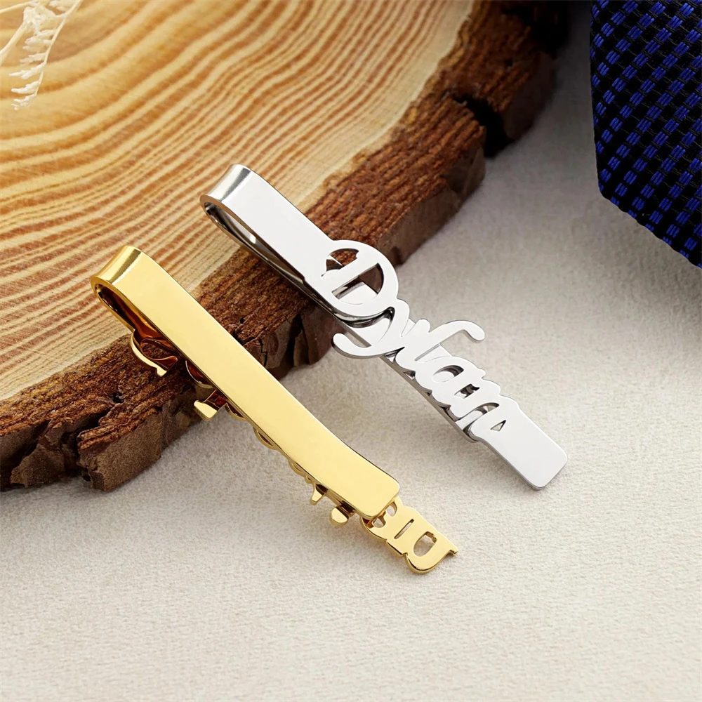 

Men's Custom Name Tie Clip Groomsmen Proposal Gift Personalized Wedding Tie Bar Stainless Steel Suit Accessories For Husband Dad
