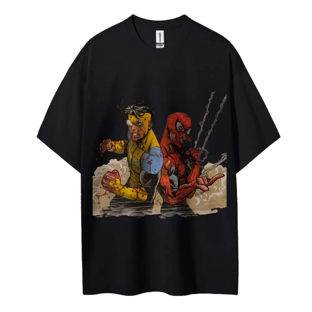 

Футболка с принтом «Человек-паук» Disney, мужская и женская, новинка лета 2023, модная хлопковая дышащая футболка High Street Y2k Top