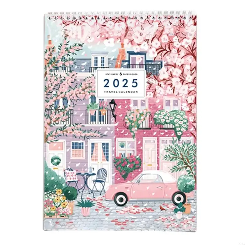 2025 Travel Checklist Calendar Twin-Coil Binding 2025 Monthly Calendar Planner 12 Month from January 2025-December 2025