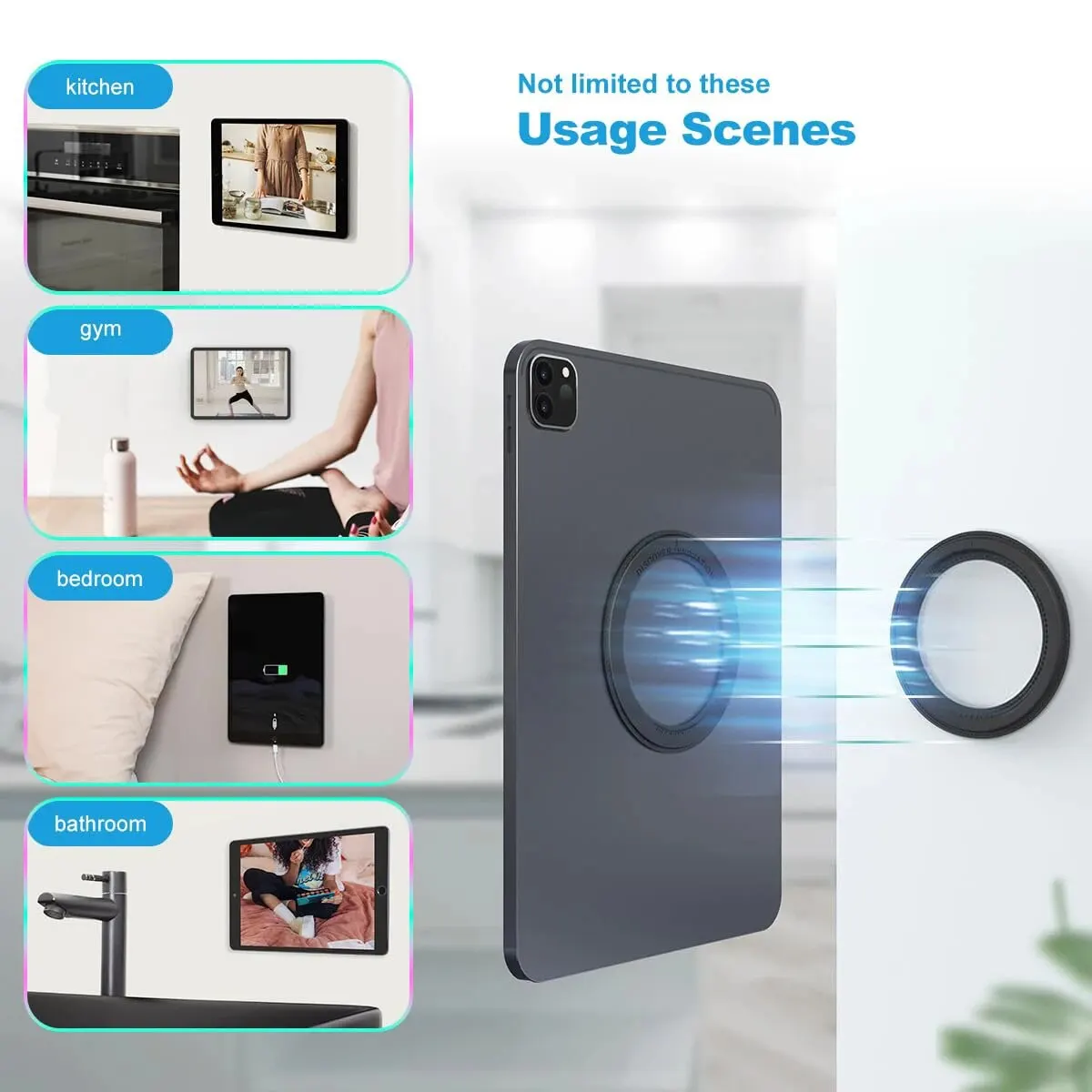 Magnetyczny uchwyt ścienny na tablet, uchwyt na iPada, magnes na stojaku na iPada, naklejka magnetyczna SnapHold do domu, biura, mostka