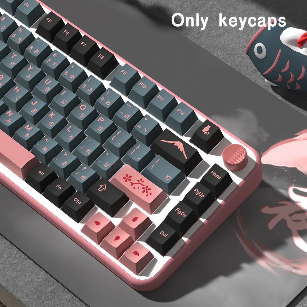 Imagem -02 - Night Sakura Keycaps para Teclado Mecânico Sublimação Pbt Keycap Perfil Cherry mx Gmk Custom 139 Chaves Novo 2023