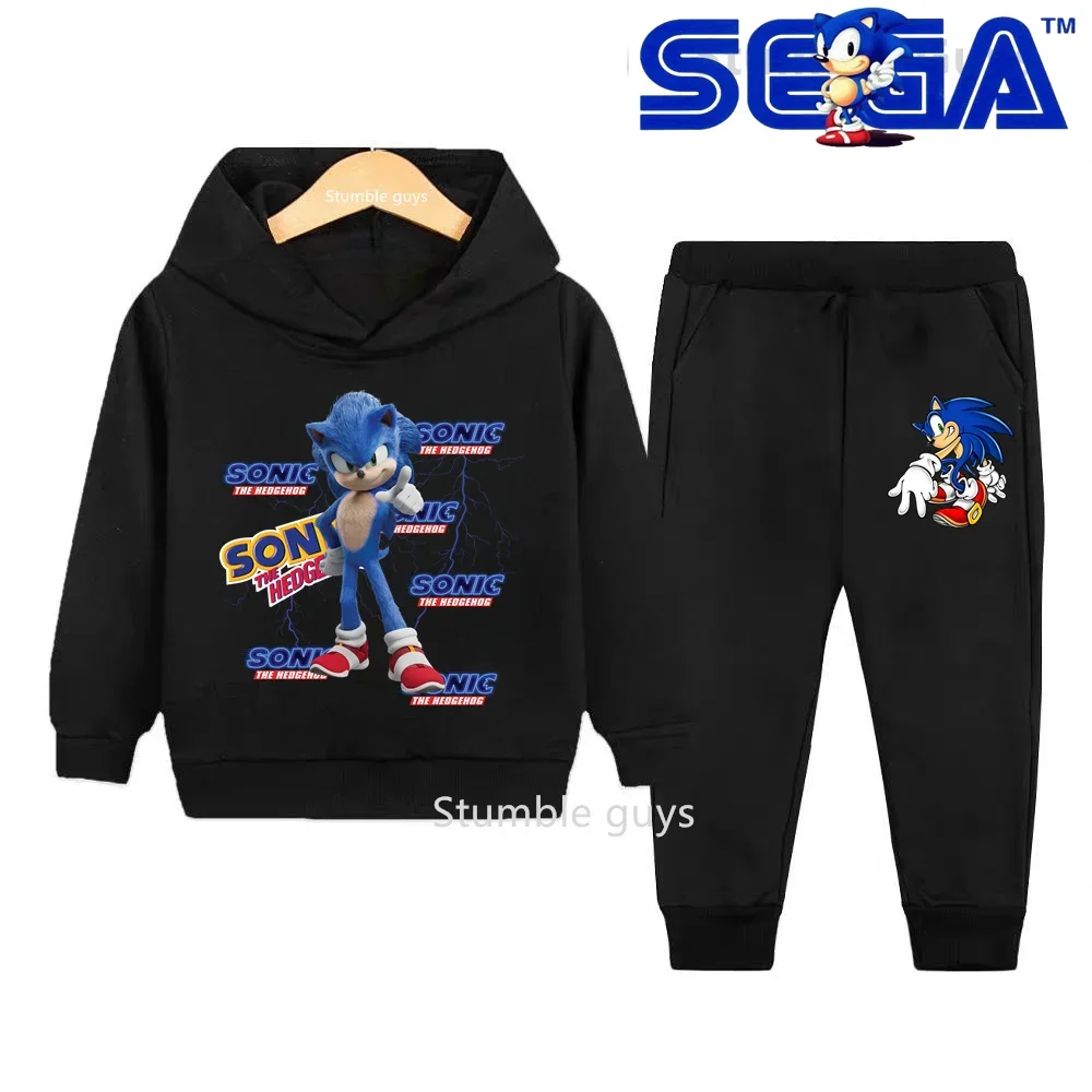 Kids Sonic Hoodie Set Autumn Winter Boys Clothes Girls Warm Casual Sweatshirt Trucksuit Street Cool Tee​