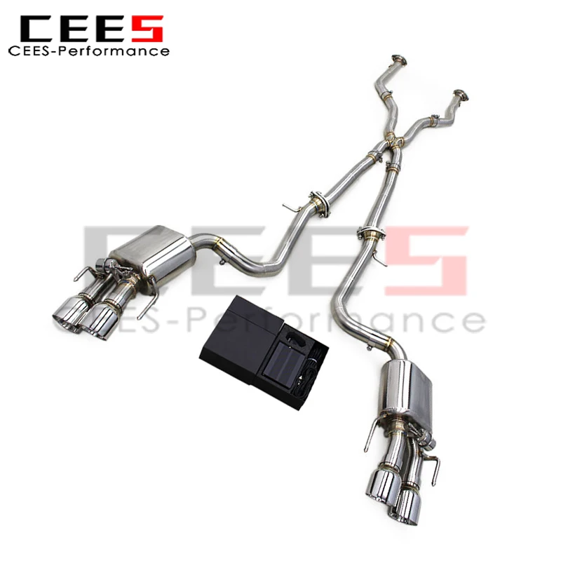CEES Performance Catback Exhaust Pipes for Lexus RC350 3.5L 2014-2021 Stainless Steel Vacuum Valve Muffler X Mid Pipe