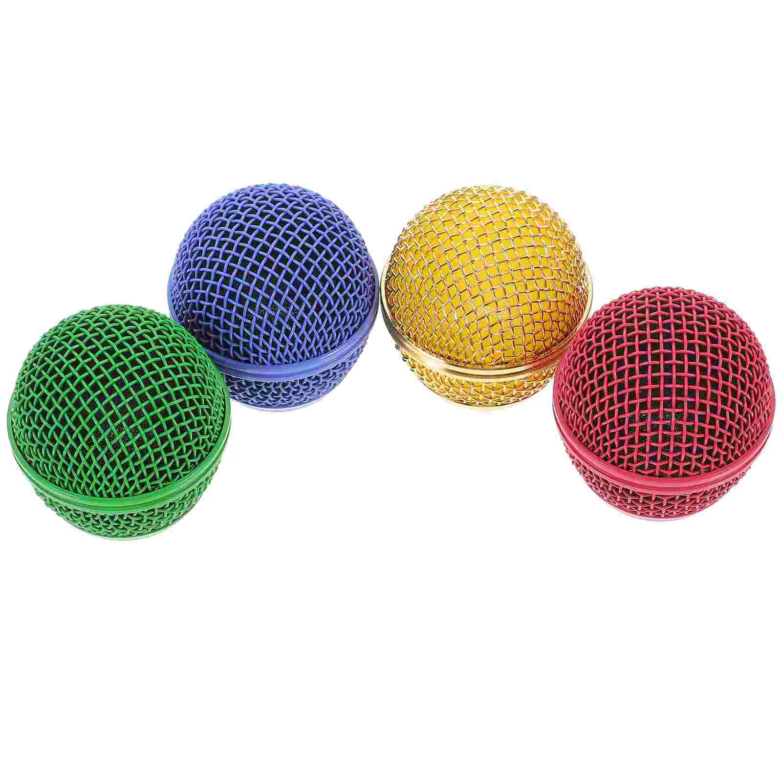 

4 Pcs Colored Microphone Accessories Ball Head Mesh Cover Holder Clip Grill Grille Metal Web